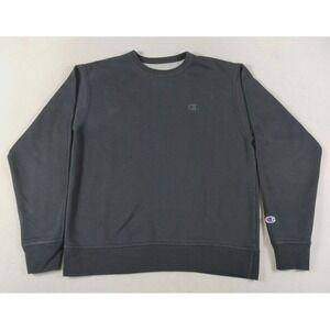 Champion Sweatshirt Mens Medium Black Crewneck Fleece Pullover Streetwear Urban